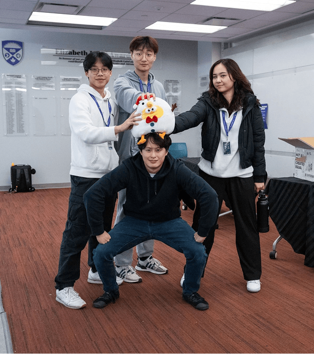 Rachel with a team at a hackathon or event